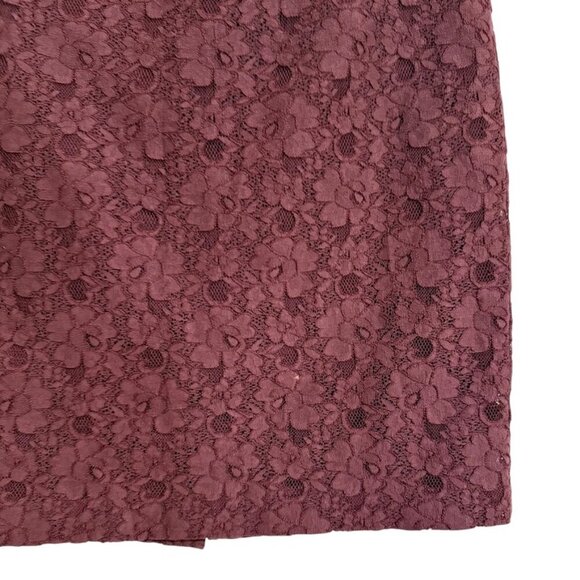 Halogen Maroon Lace Skirt SZ 10P Office Feminine Chic - Picture 3 of 5